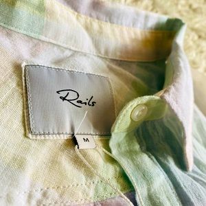 Brand new Rails brand women’s linen blouse turquoise baby blue white
